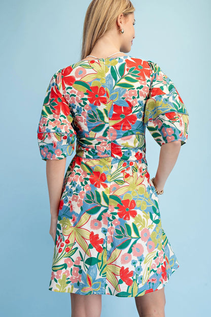 Infinity Waist Floral Mini Dress