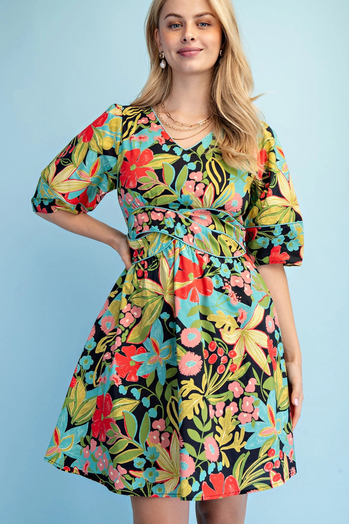 Infinity Waist Floral Mini Dress