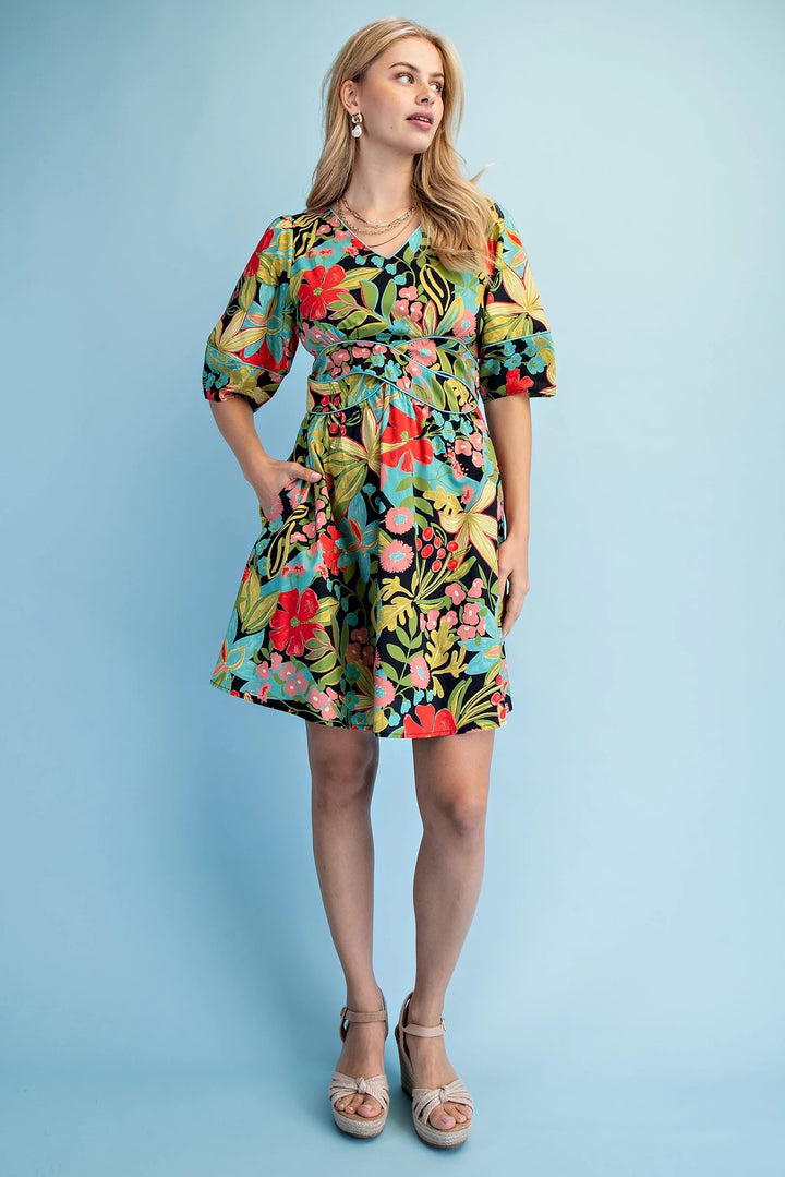 Infinity Waist Floral Mini Dress