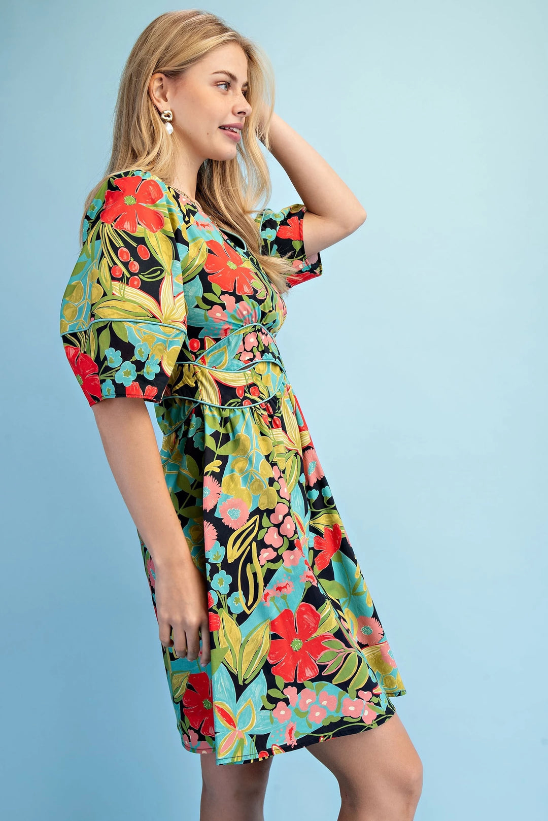 Infinity Waist Floral Mini Dress