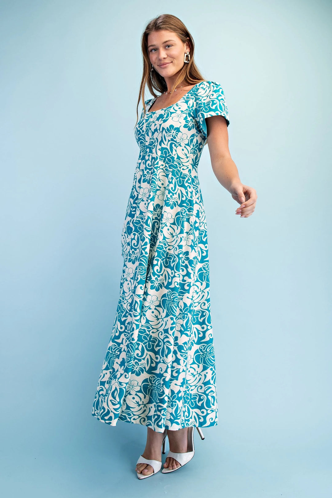Two tone Tropical Maxi Dress