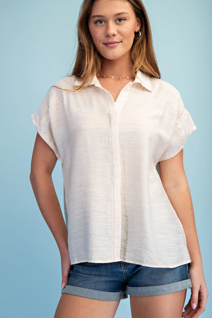 Linen blend Button Down Top