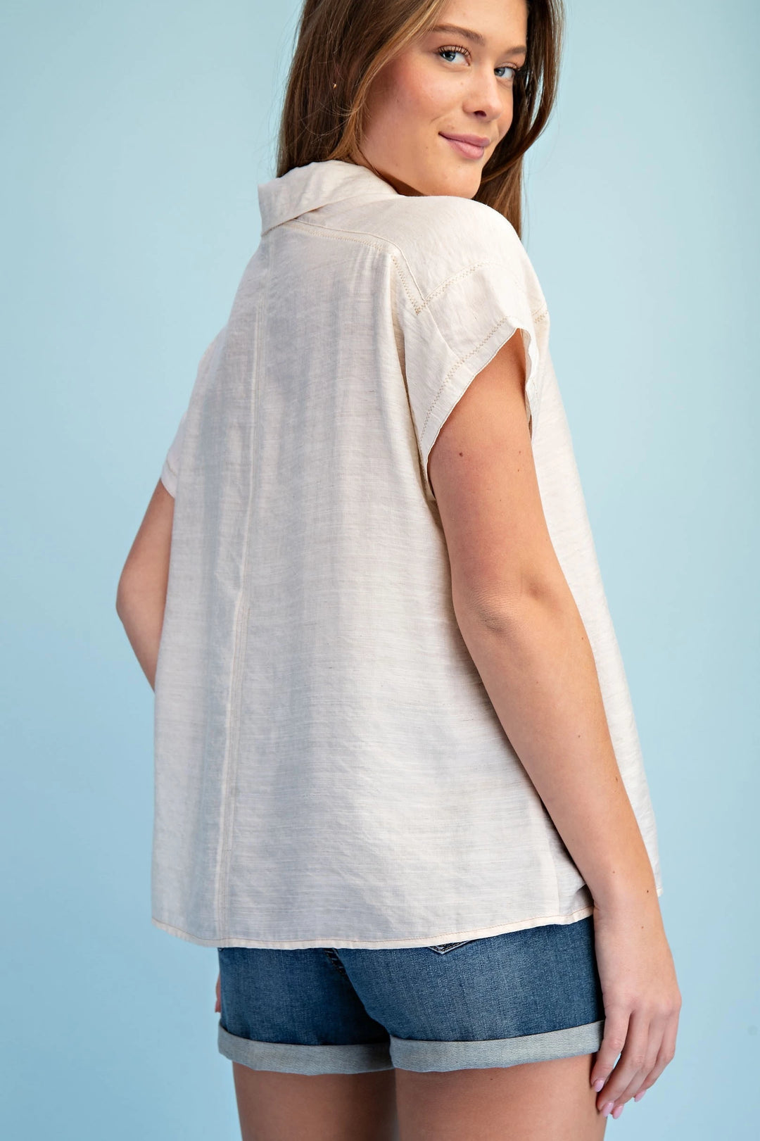 Linen blend Button Down Top