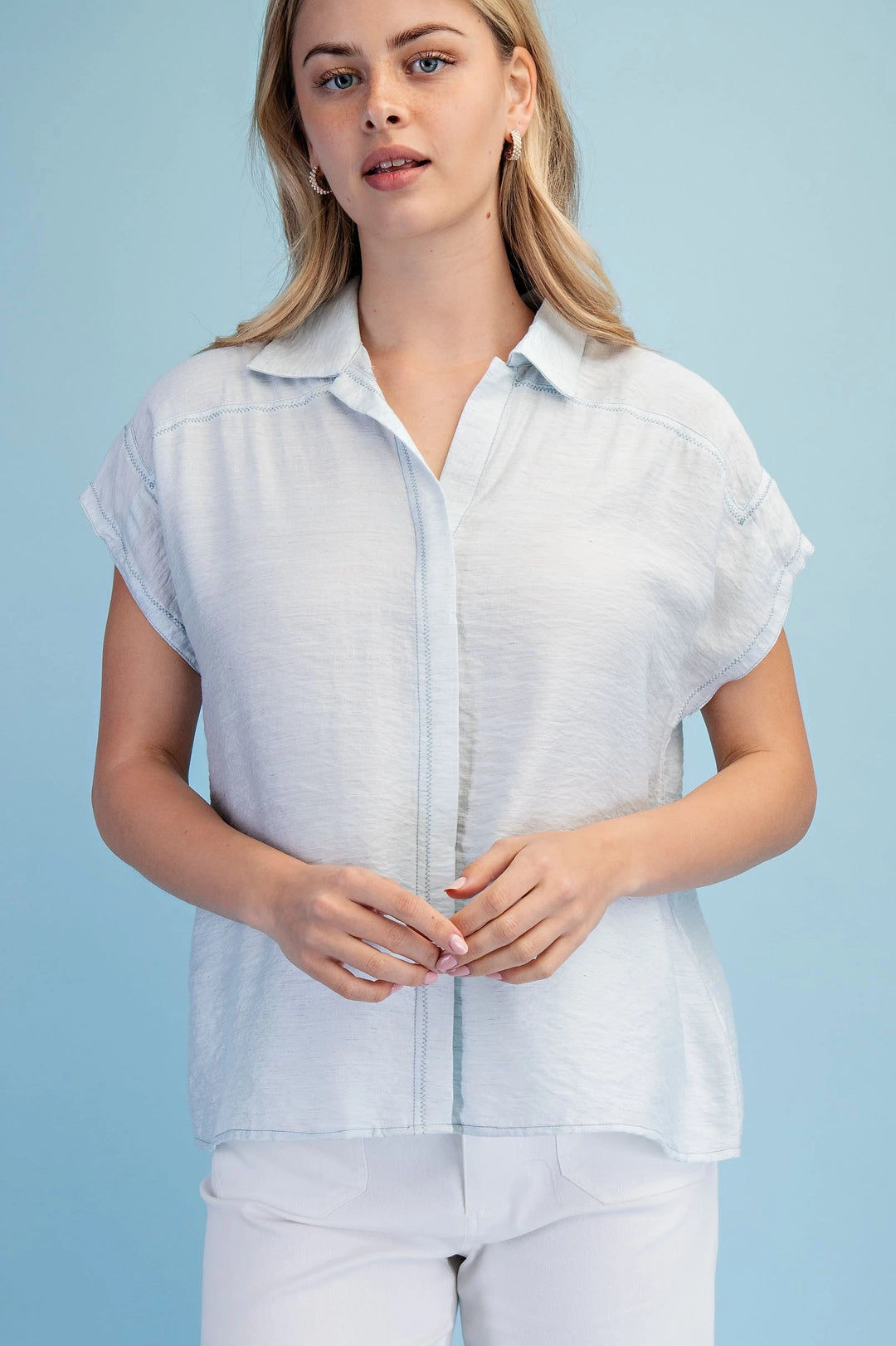Linen blend Button Down Top