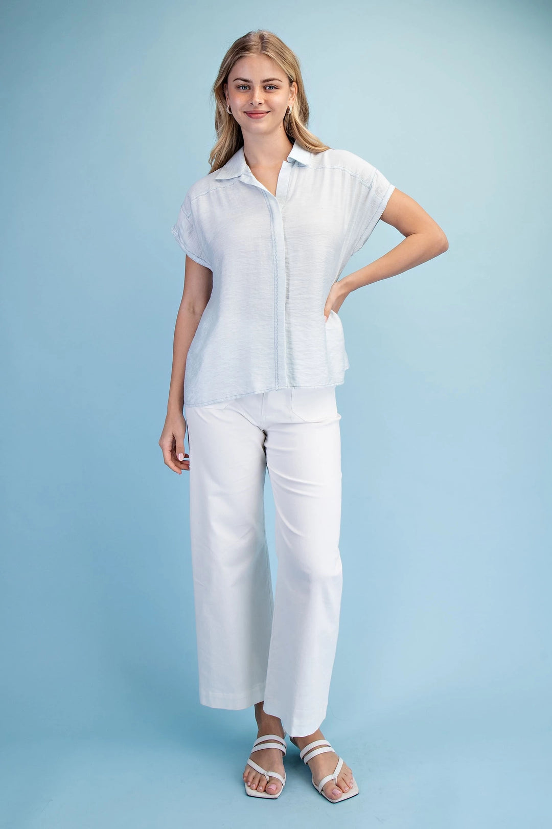 Linen blend Button Down Top