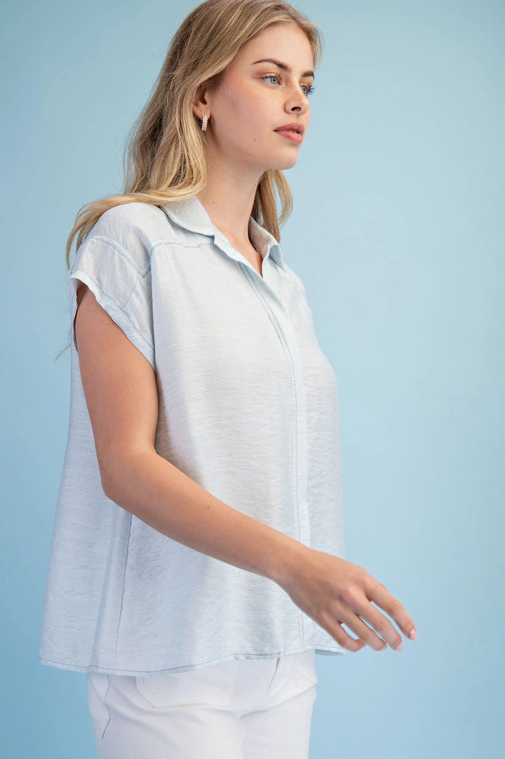 Linen blend Button Down Top