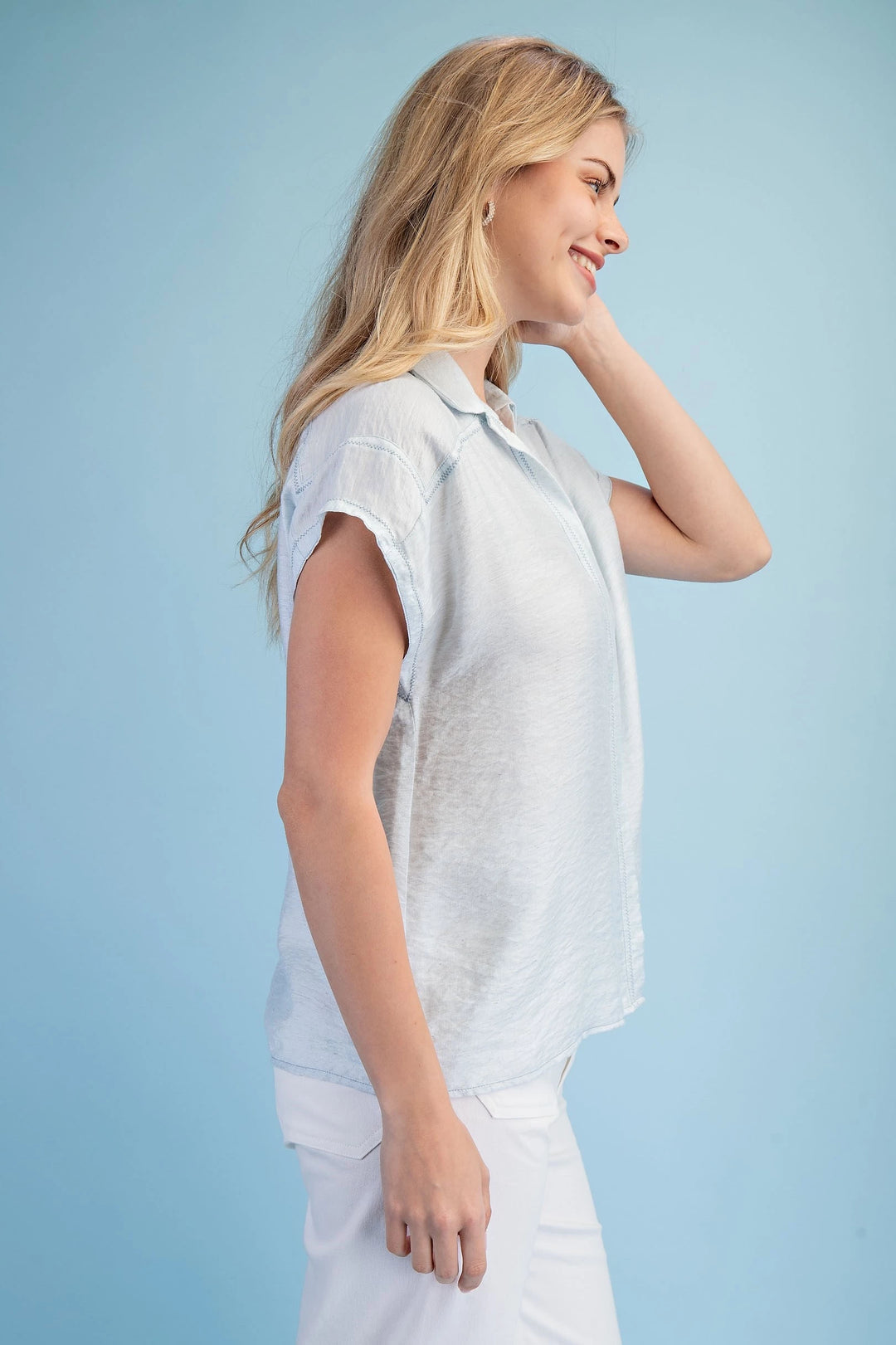 Linen blend Button Down Top