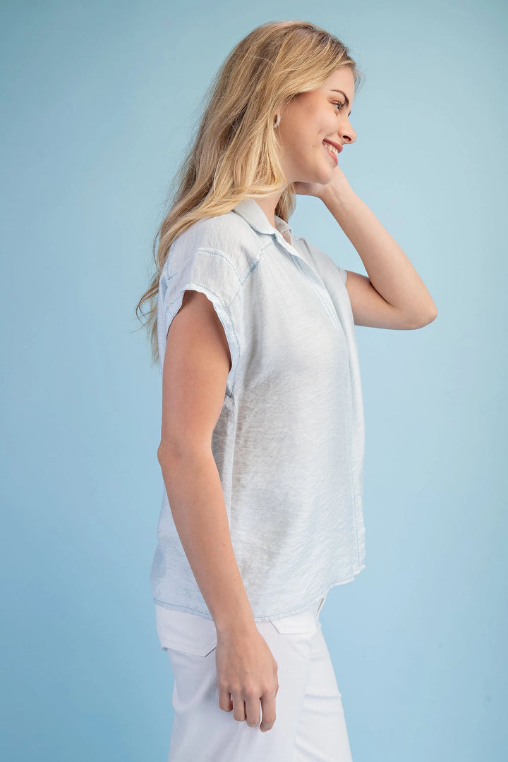 Linen blend Button Down Top