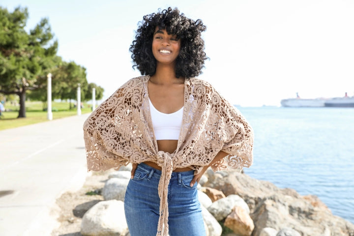 Floral Crochet Sleeved Wrap