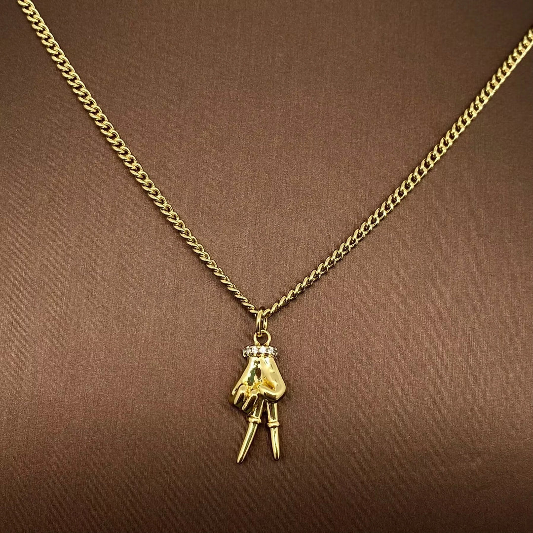 Rhinestone Gesture Charm Necklace