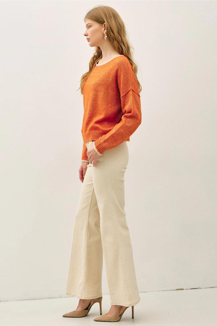 Contrast Boat Neck Sweater