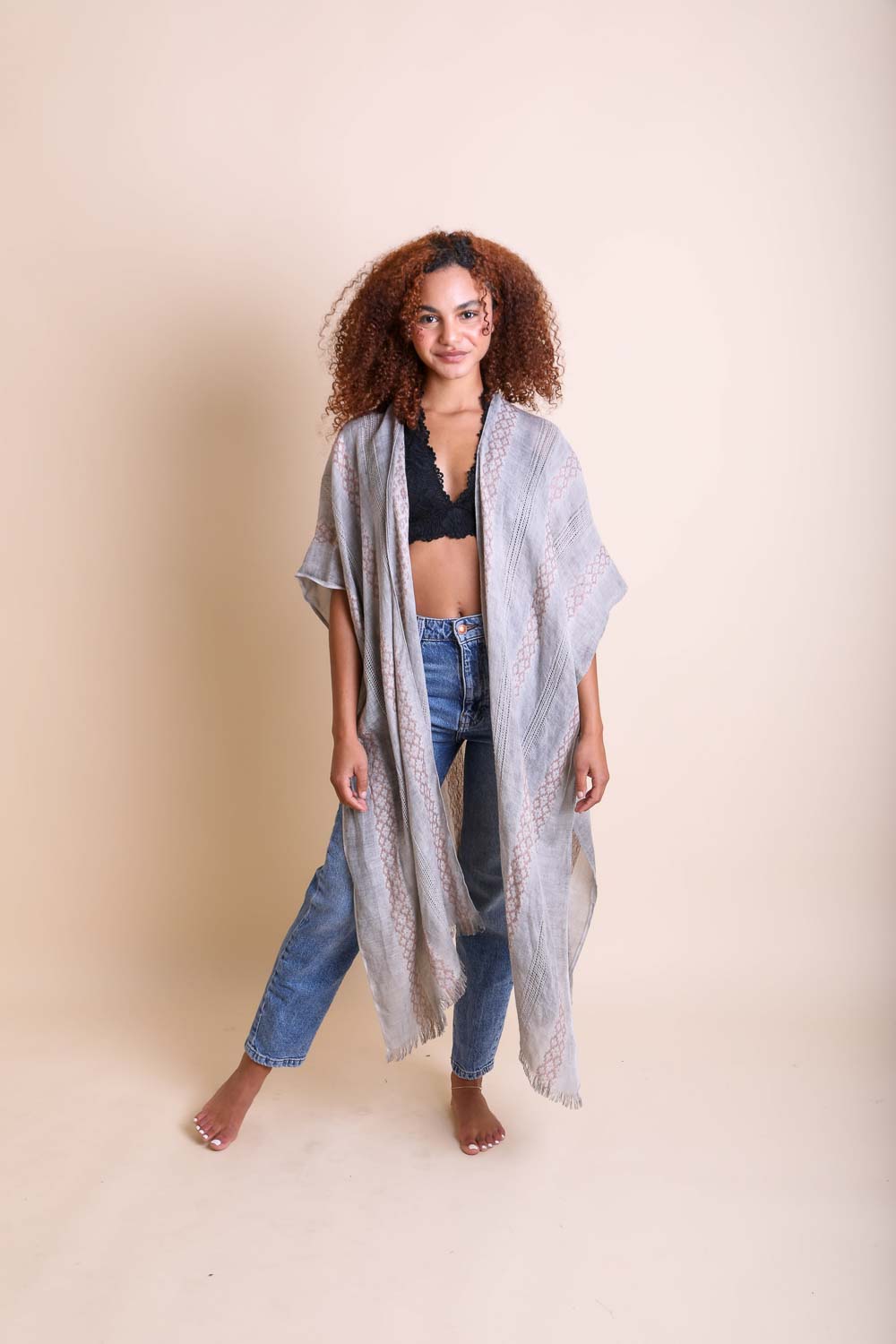 Tribal Accent Woven Kimono