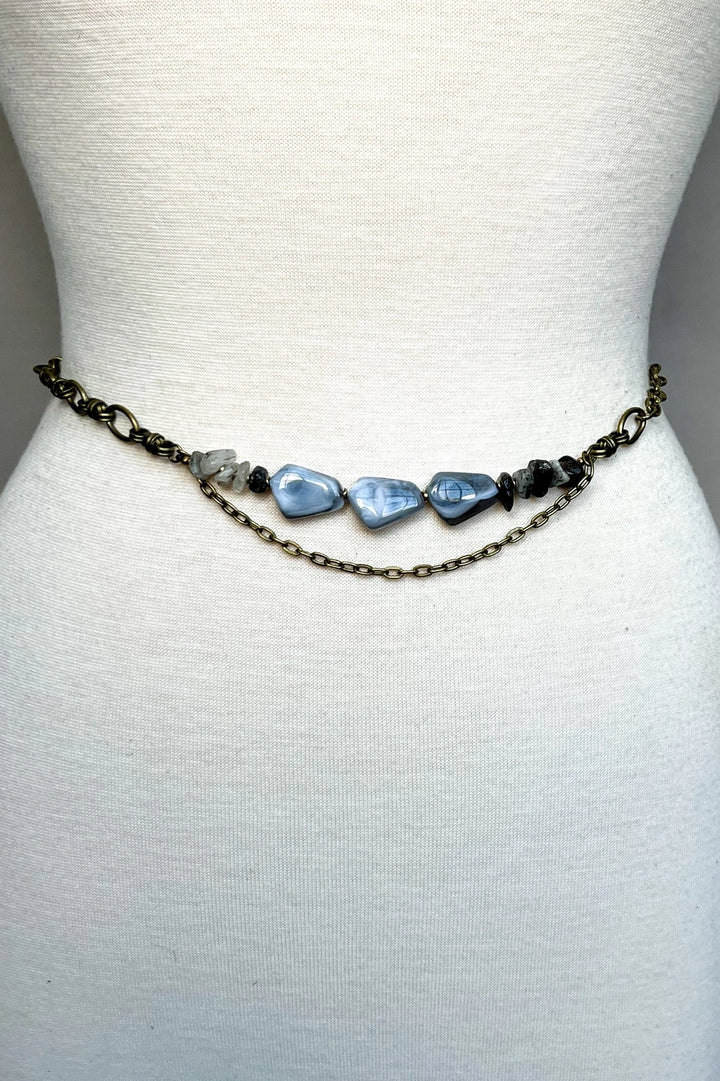 Bronze Chain Belt With Stone Beads
