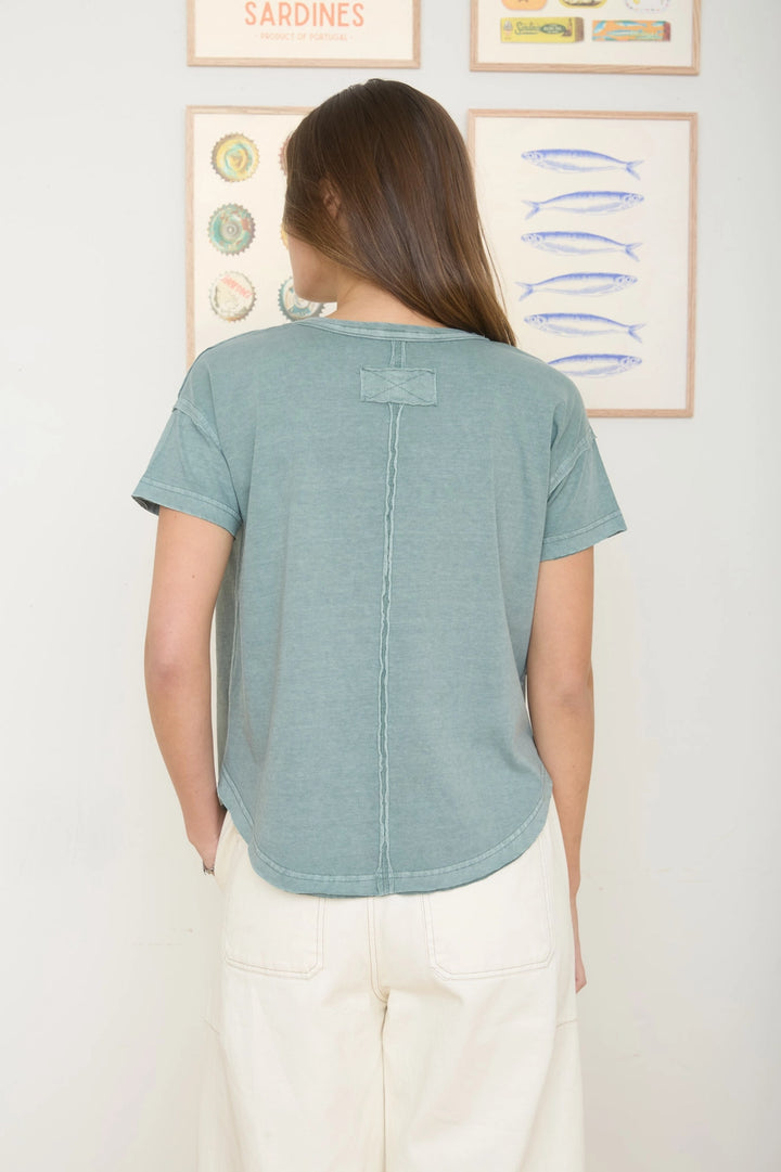 Exposed Seam Short Sleeve Top