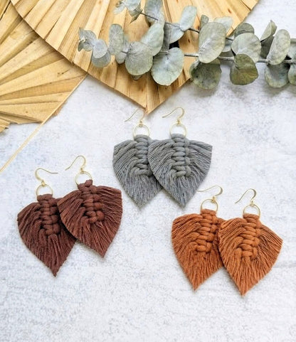Autumn Leaves Macramé Earrings