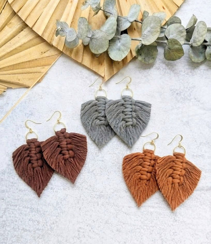 Autumn Leaves Macramé Earrings