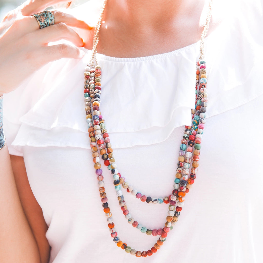 Aasha 3 Layers Kantha Necklace