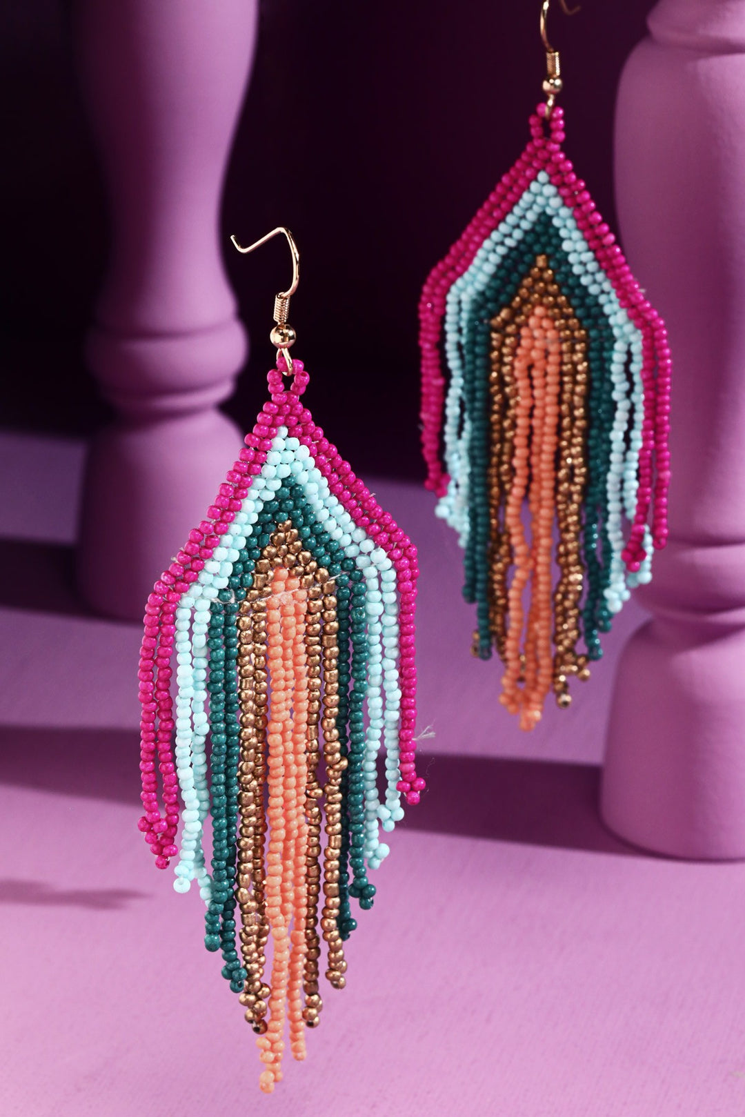 Triangle Fringe Seed Bead Earrings