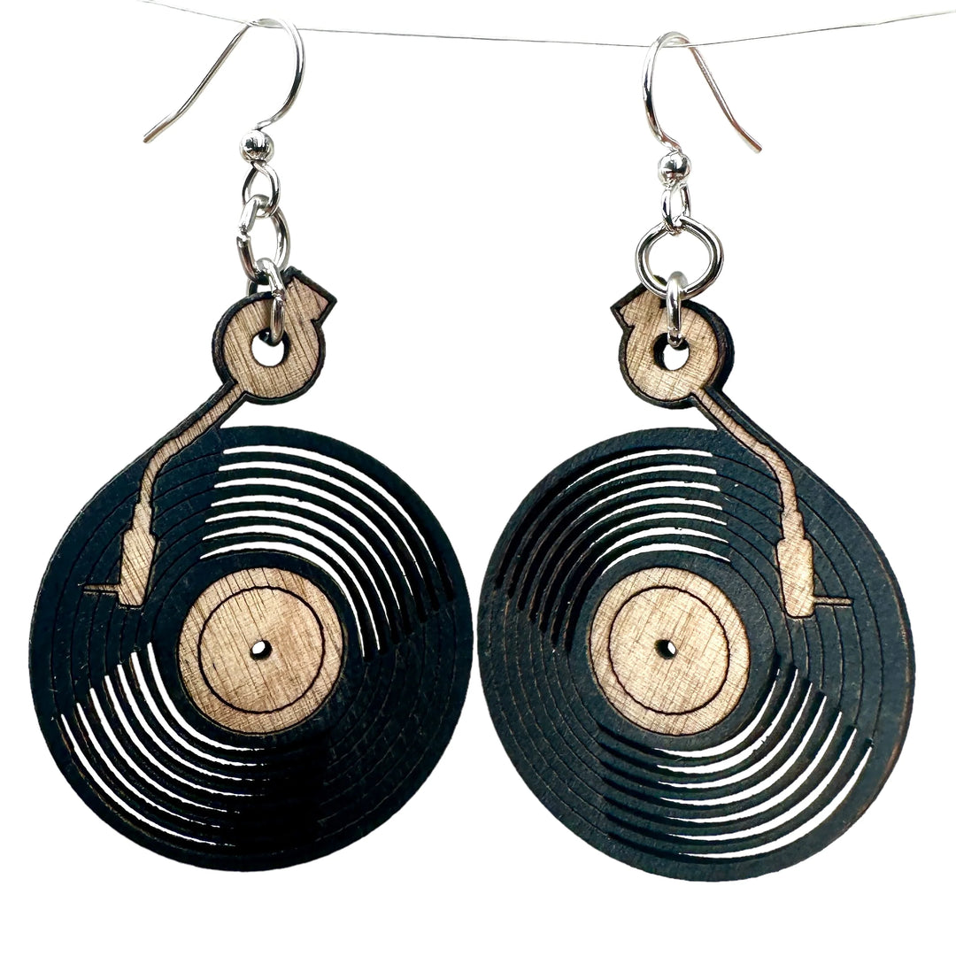 Birch Wood Record Earrings
