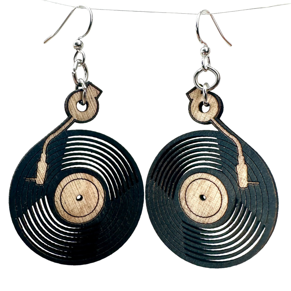 Birch Wood Record Earrings