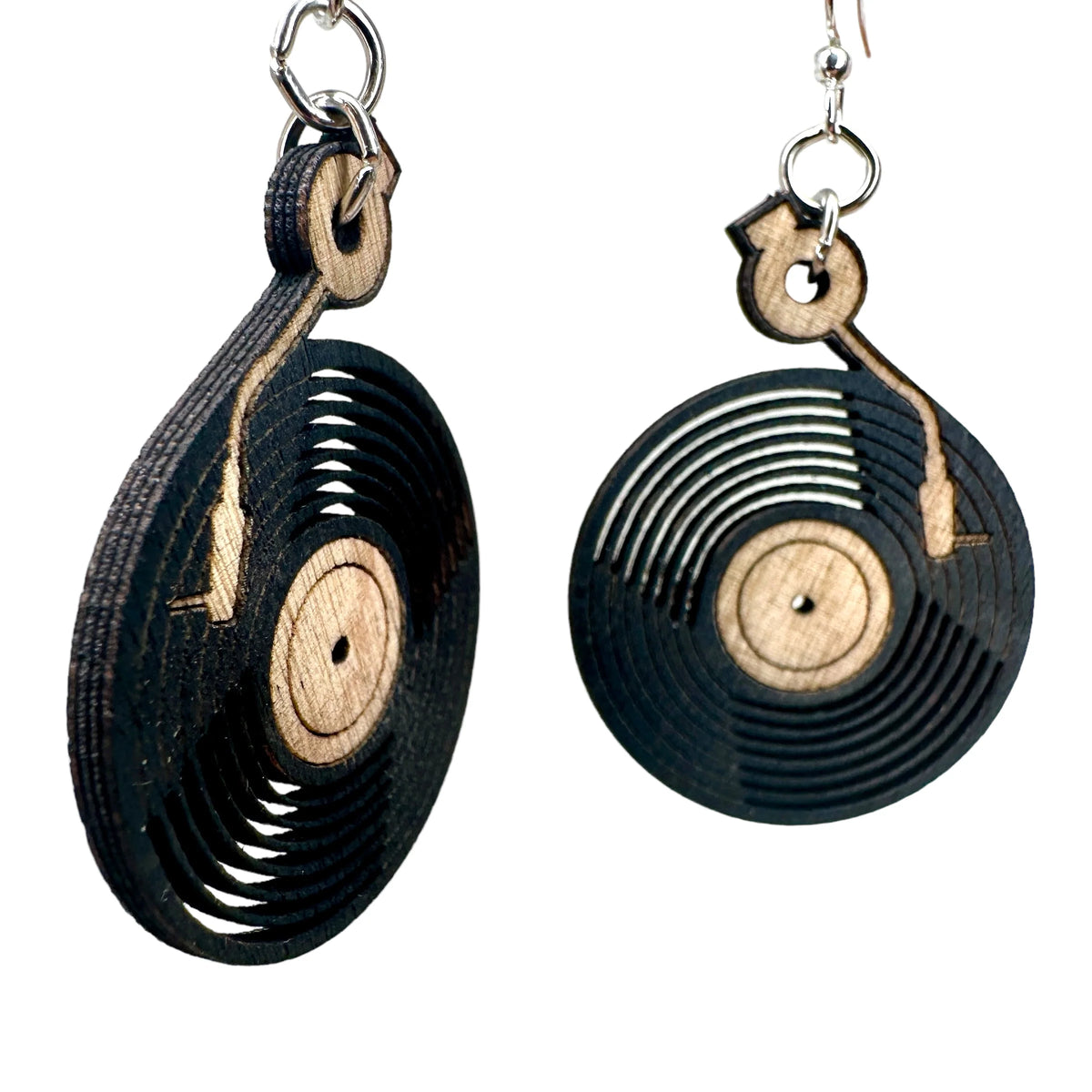 Birch Wood Record Earrings