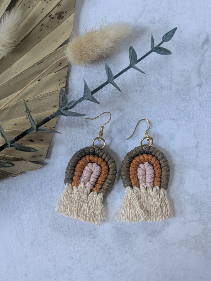 Fall Rainbow Macrame Earrings