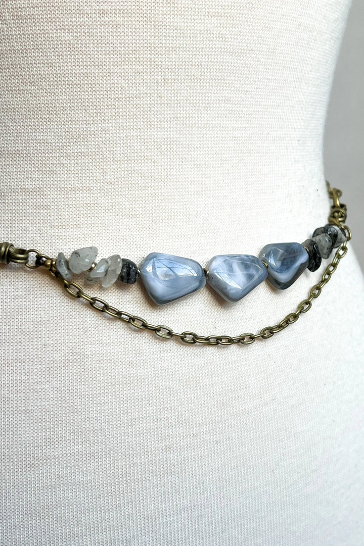 Bronze Chain Belt With Stone Beads