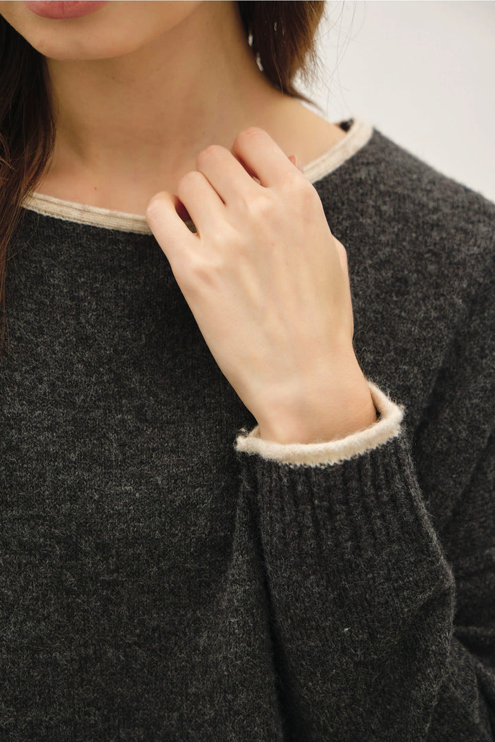 Contrast Boat Neck Sweater