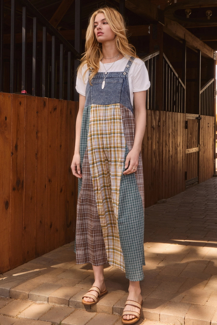 Patchwork Denim Overall Dress