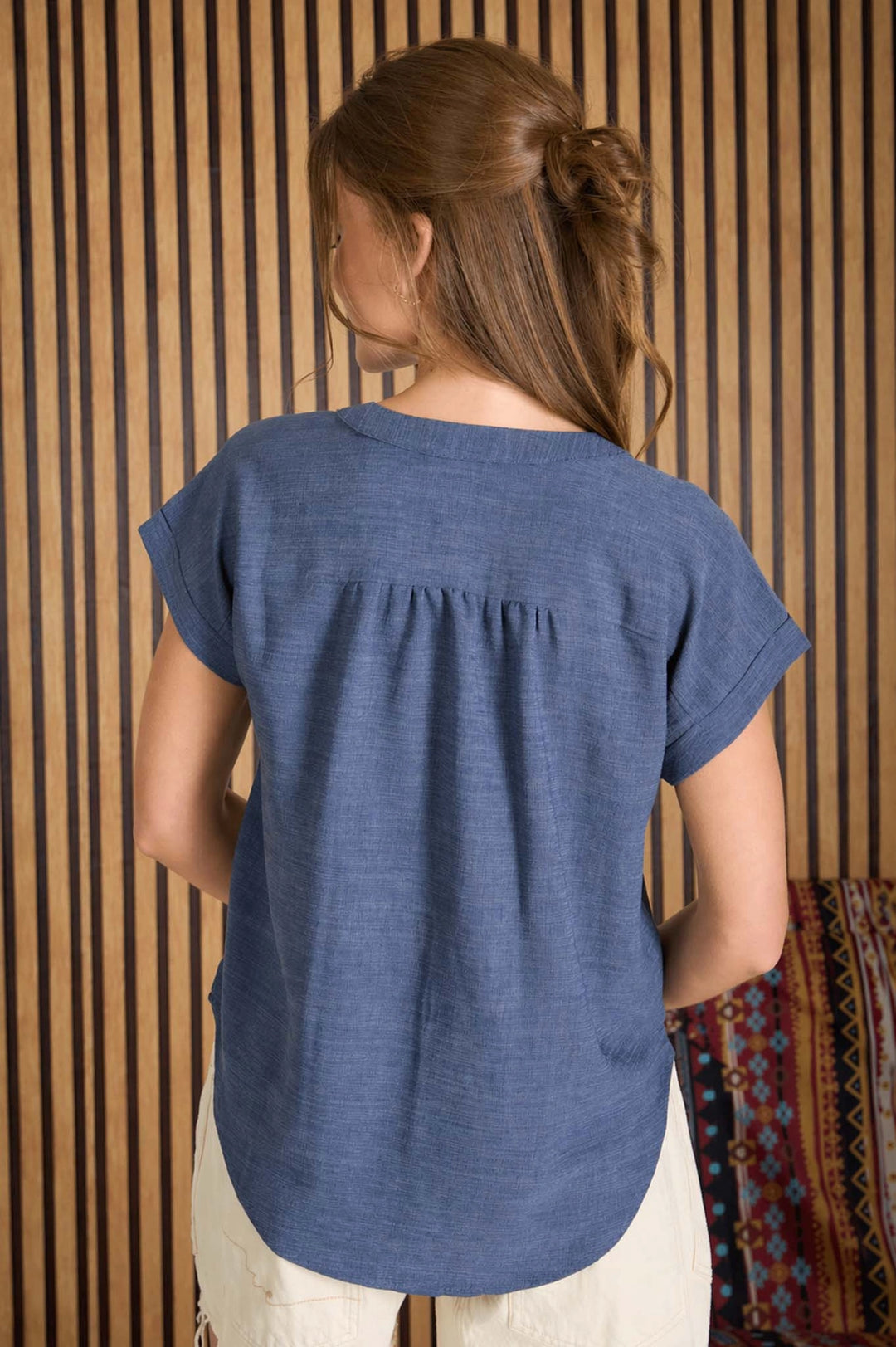 Cuffed Sleeve Button Down Top