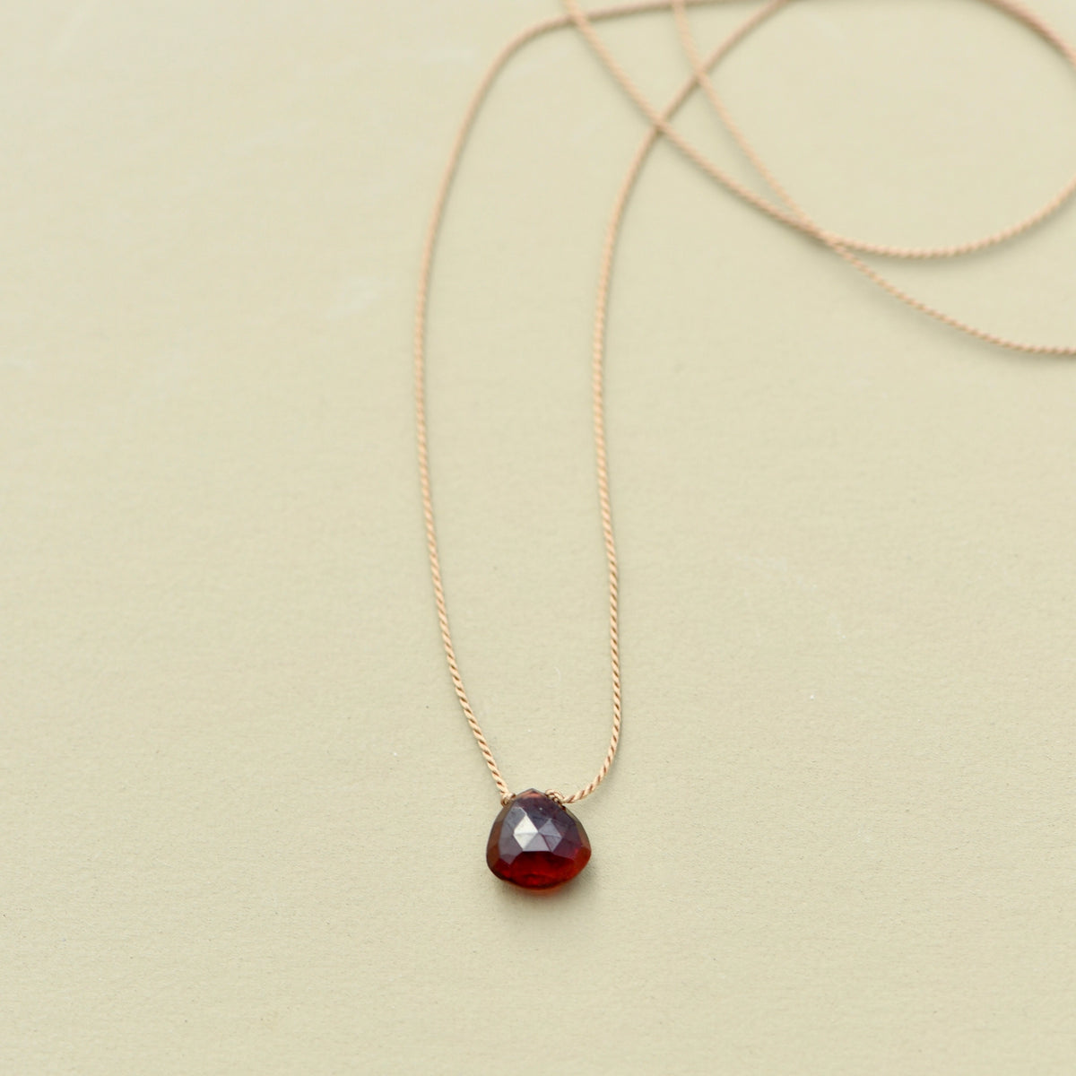 Teardrop Gemstone Necklace On Silk Cord