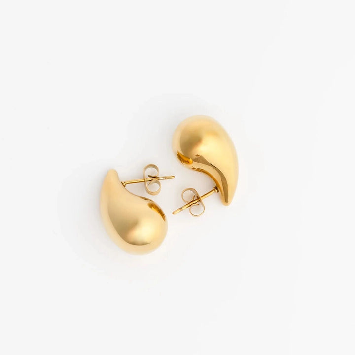 18K Gold Droplet Stud Earrings