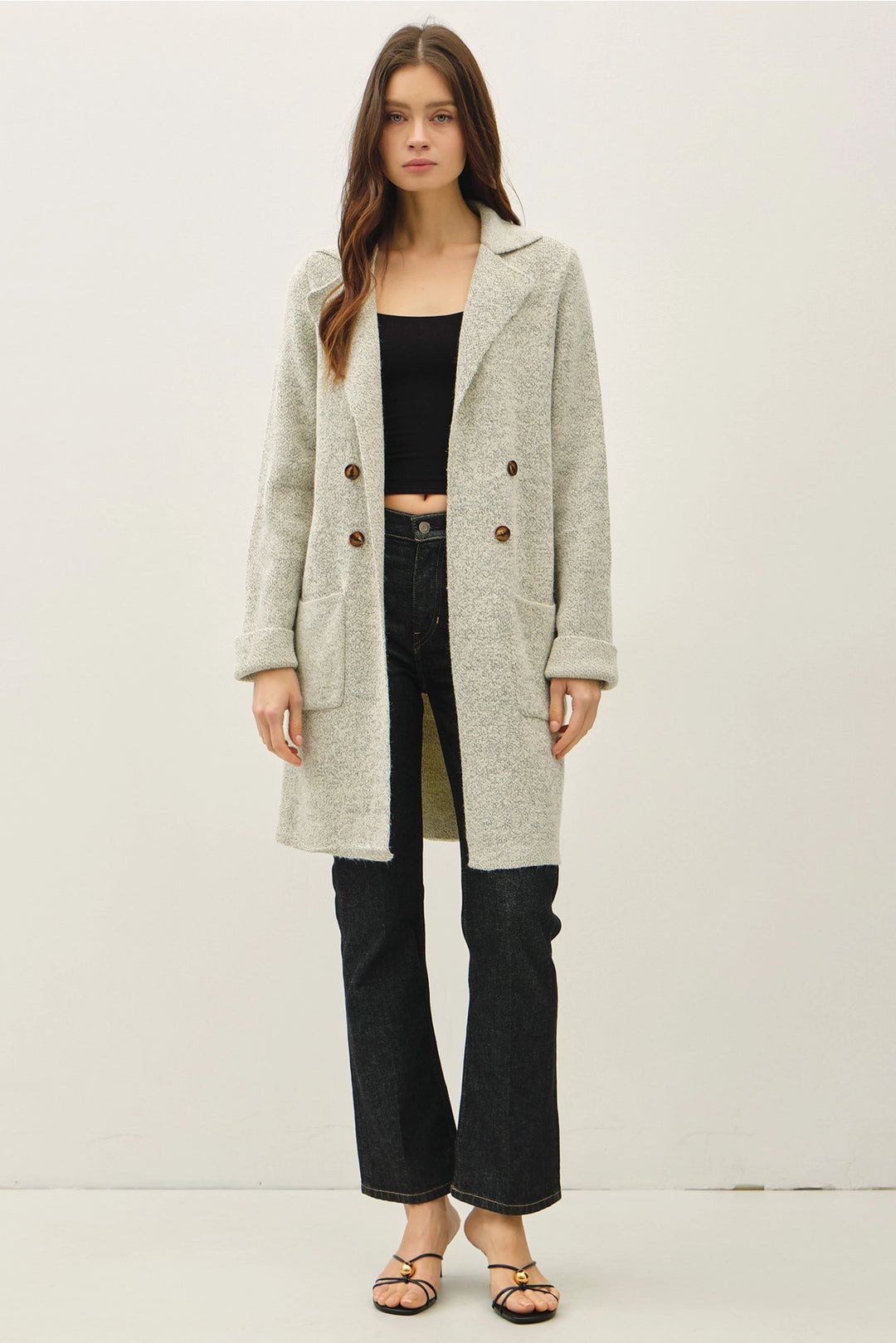 Trench Style Knit Cardigan