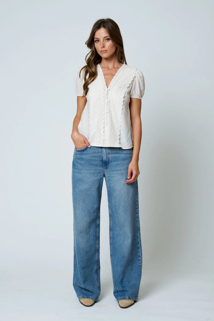 Lace Detail Short Sleeve Top