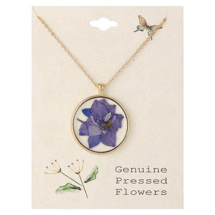 Delphinium Dried Flower Necklace