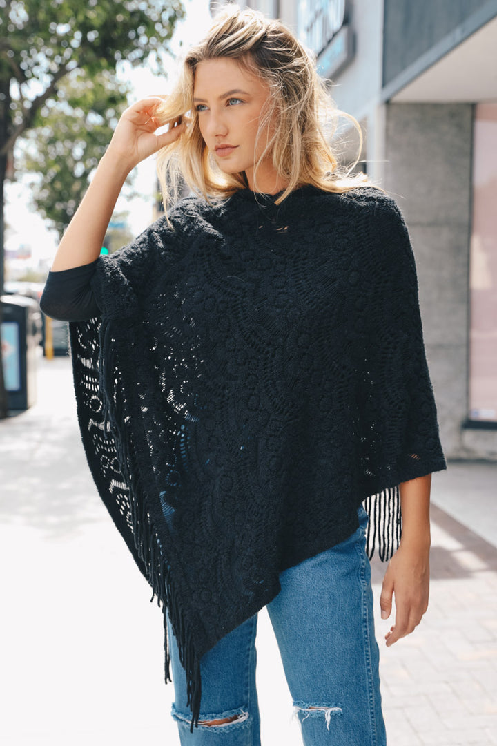 Scallop Knit Crochet Poncho