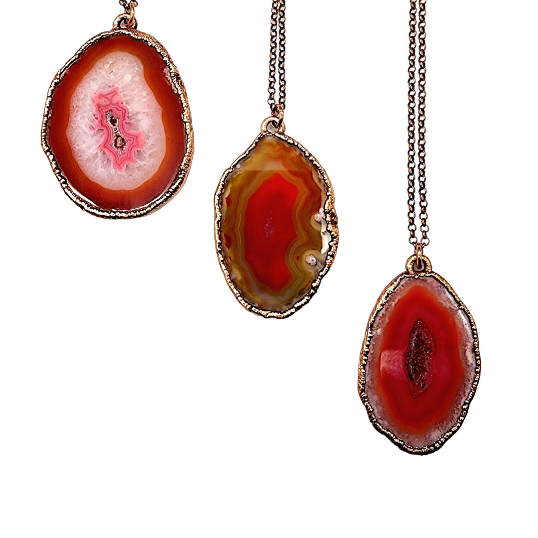 Copper + Orange Agate Slice Necklace