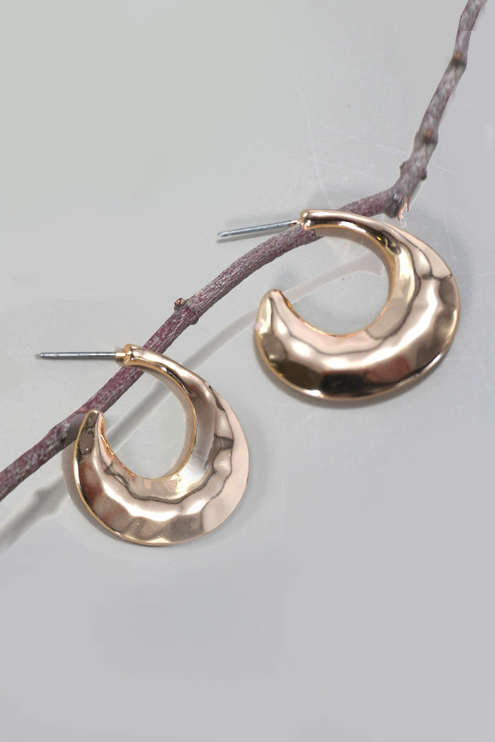 Wide Hammered C Hoop Earrings