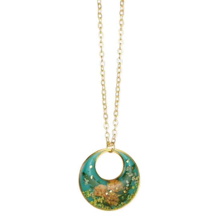Blue Moods Pressed Flower Necklace