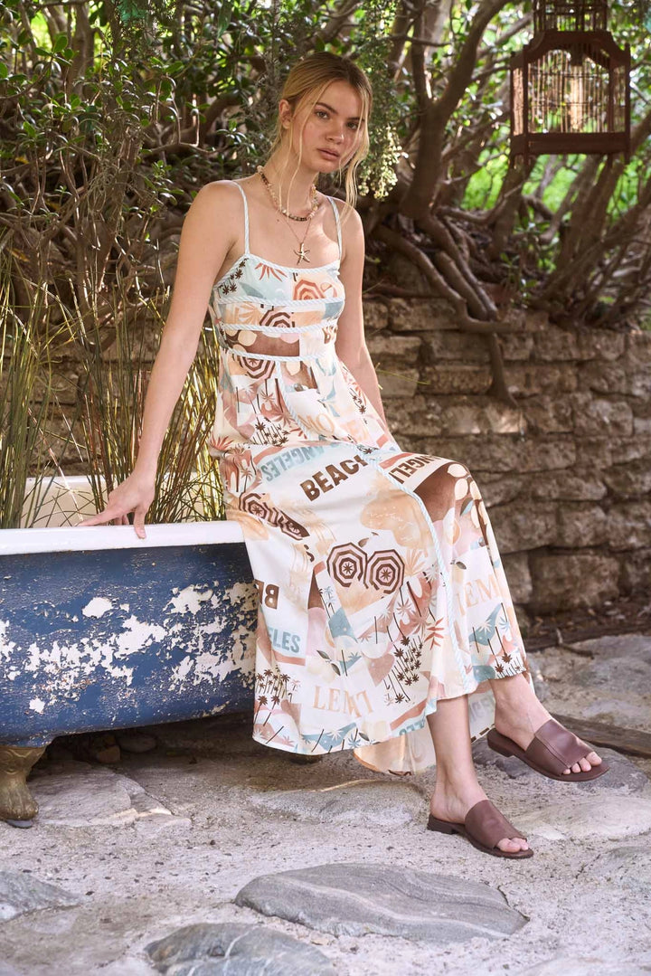 Beach Theme Dress With Contrast Piping