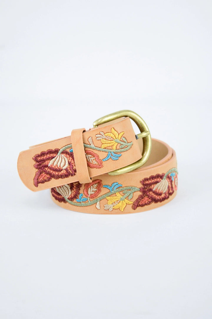 Floral Embroidered  Vegan Belt