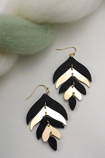 Wood + Metal Feather Design Dangle
