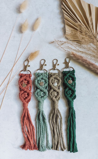 Diamond Macramé Keychain With Mountain Charm