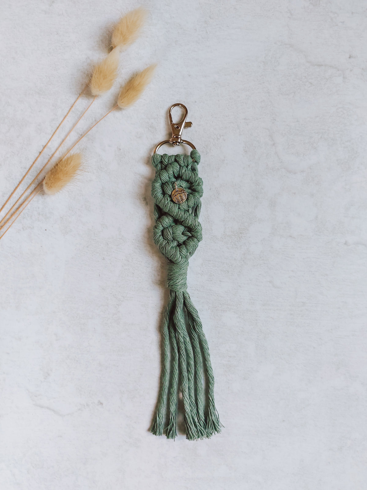 Diamond Macramé Keychain With Mountain Charm