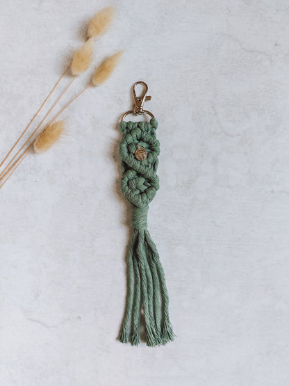 Diamond Macramé Keychain With Mountain Charm