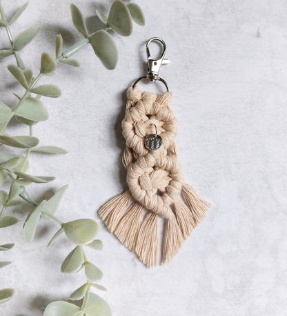 Macramé Keychain With Mountain Charm - Short