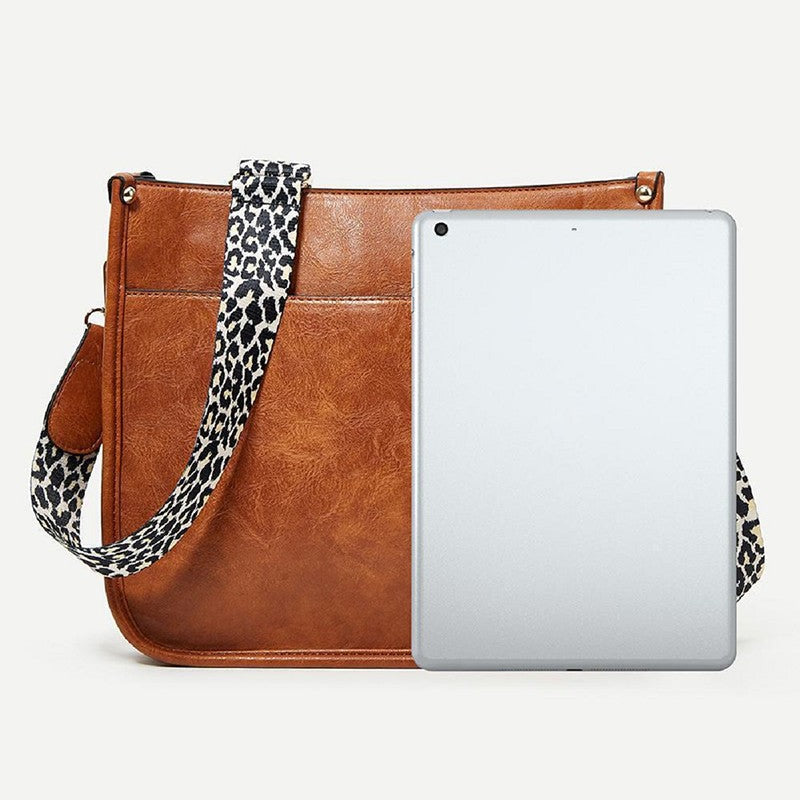 Vegan Crossbody W/ Leopard Strap