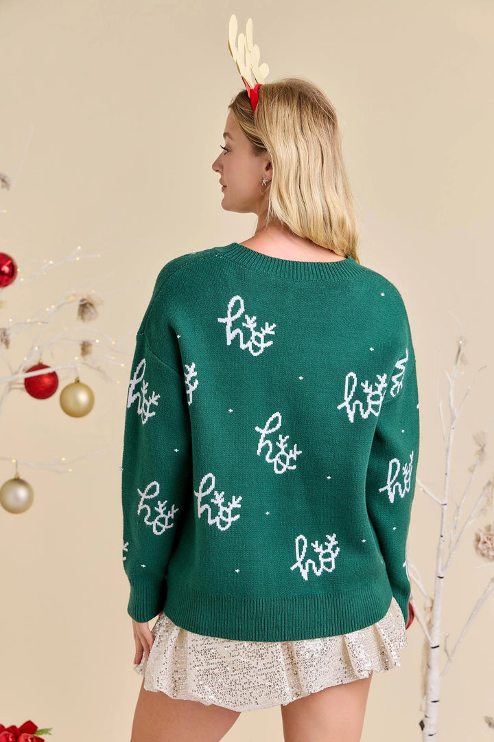 'Ho Ho Ho' Pearl Knit Sweater