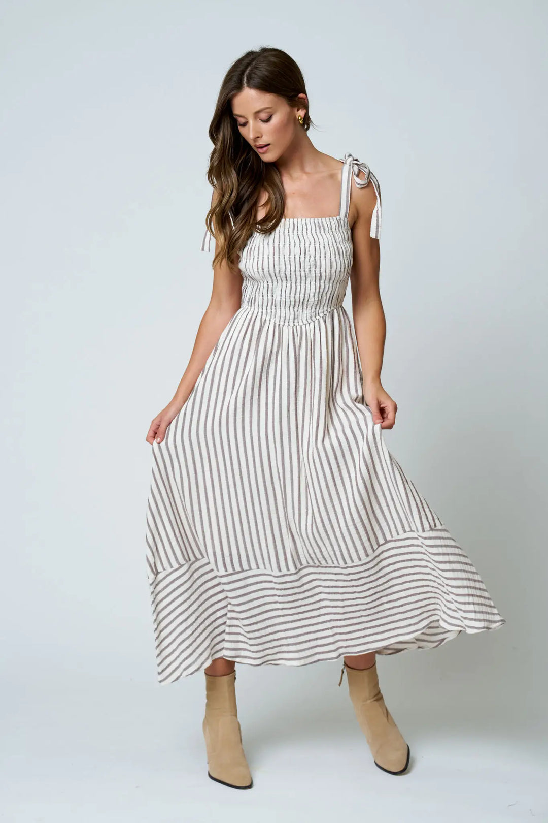 Striped Basque Waist Dress