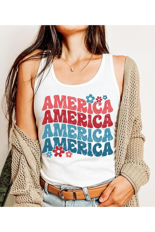 Cutesy 'America' Racerback Tanktop